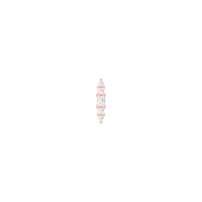 14k gold linear body piercing end with a vertical row of natural diamonds, designed for luxury ear piercings such as flat, helix, lobe, and conch piercings.
