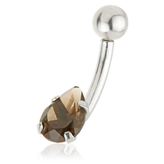 Smokey Quartz Pear Navel Bar