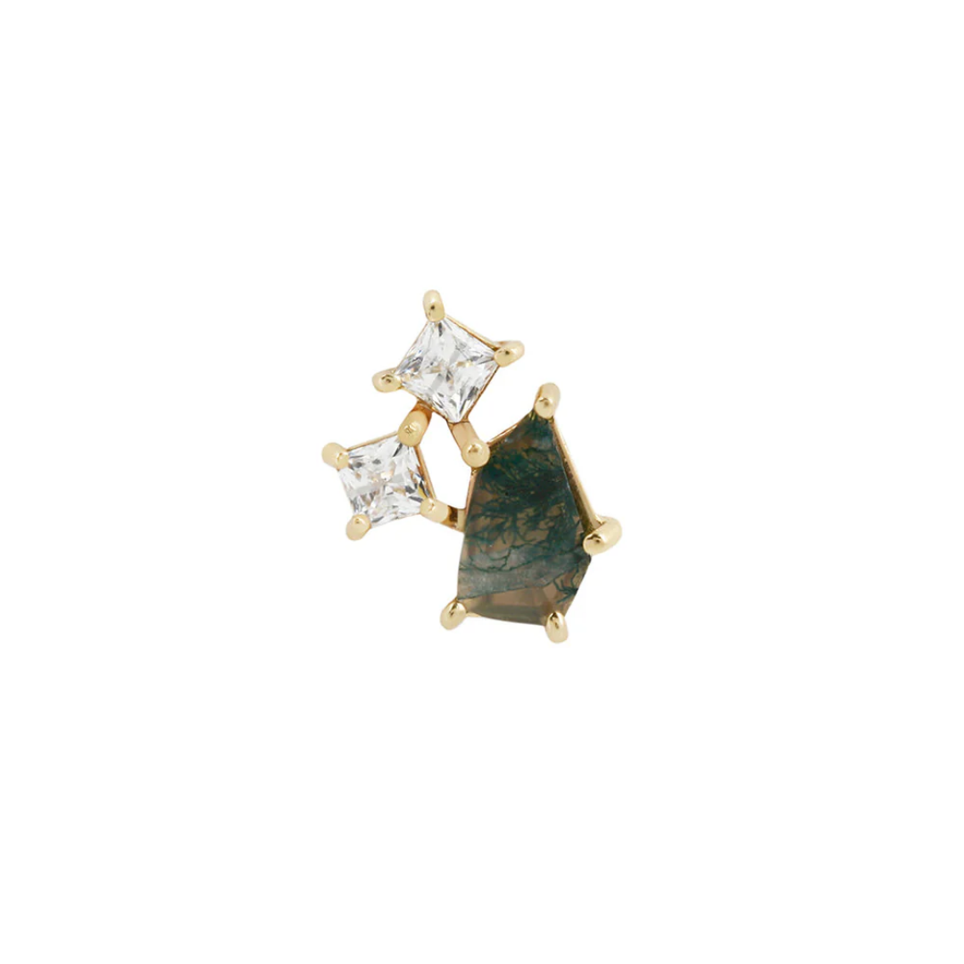 Lyra - Moss Agate + CZ - Threadless End