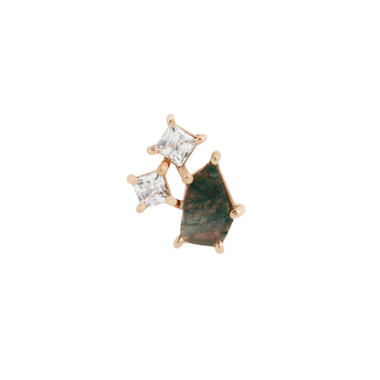 Lyra Moss Agate & CZ Threadless End