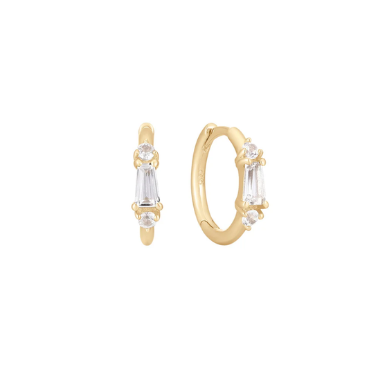 Maeve - White Topaz + Sapphire - Gold Huggie