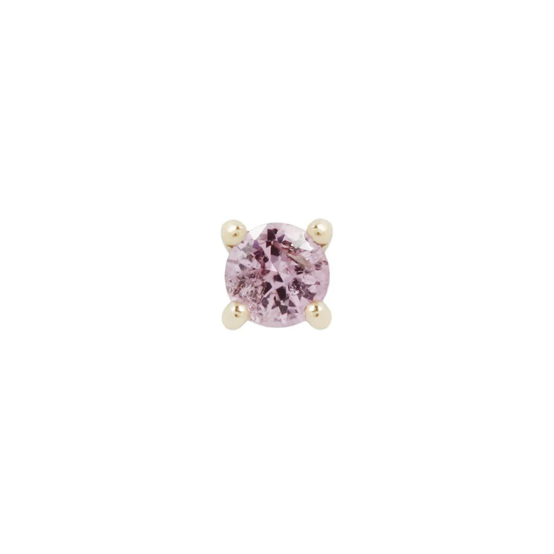 Pink Sapphire Prong - Gold Threadless End