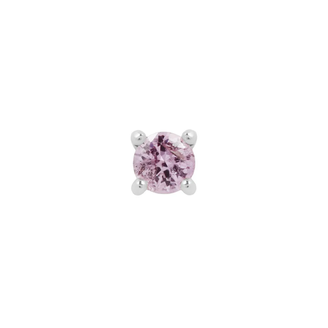 Pink Sapphire Prong - Gold Threadless End