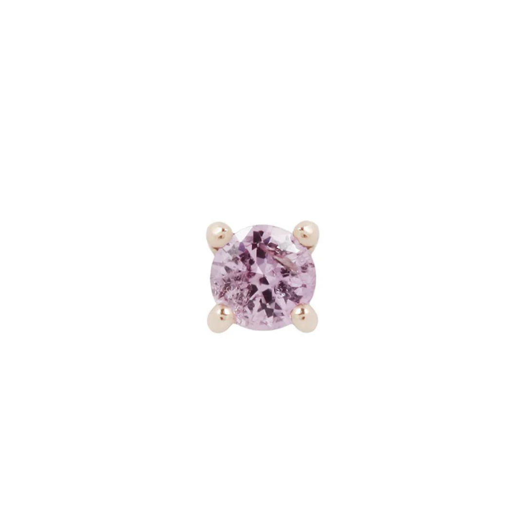 Pink Sapphire Prong - Gold Threadless End