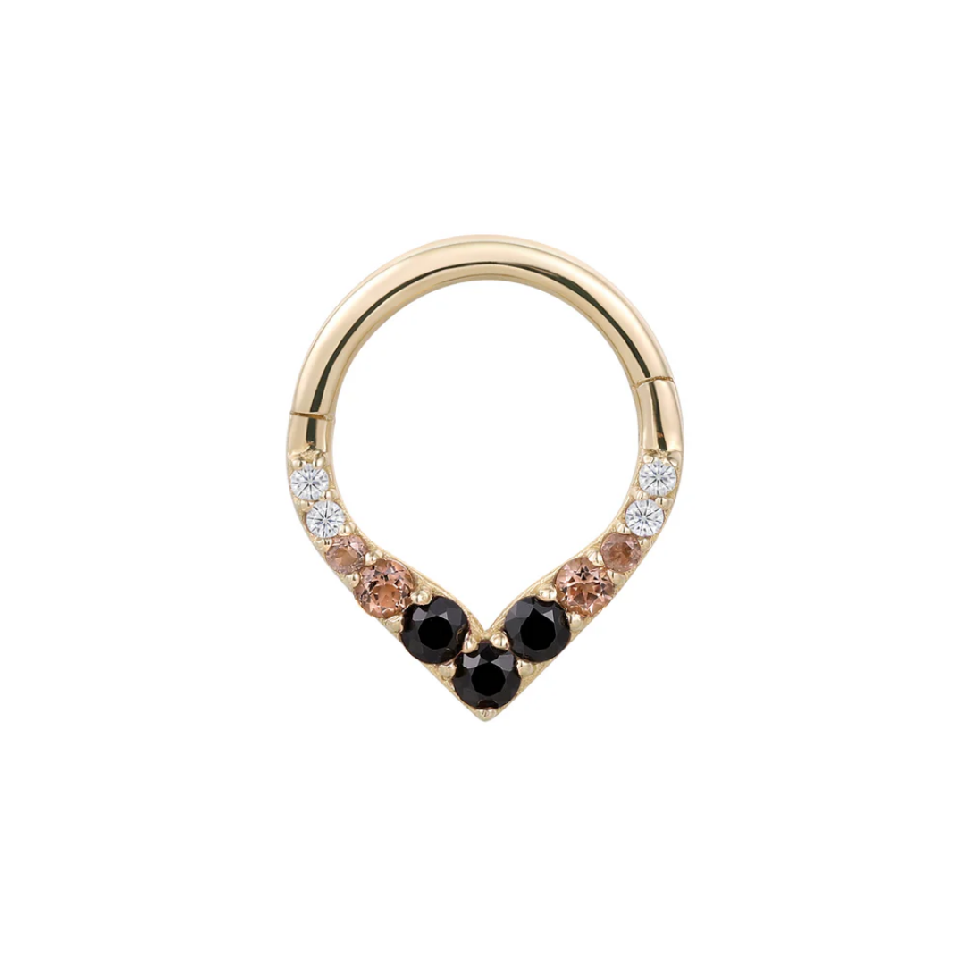 Rise + Shine - Smoky Quartz + Black Spinel Ombre - Gold Clicker