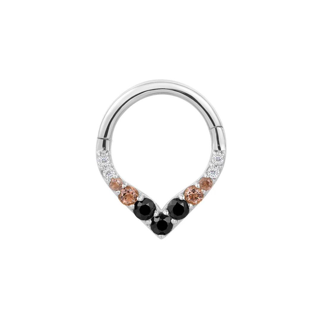Rise + Shine - Smoky Quartz + Black Spinel Ombre - Gold Clicker