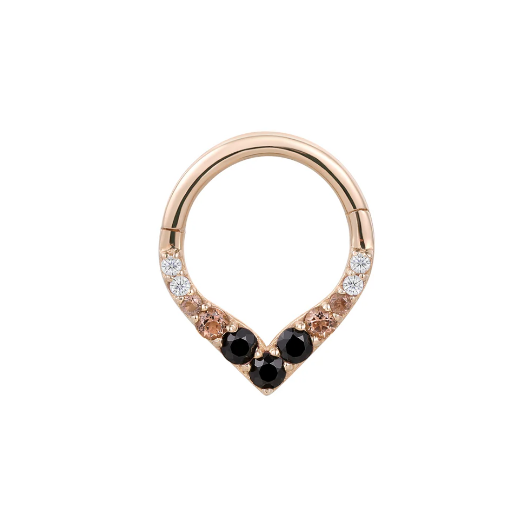 Rise + Shine - Smoky Quartz + Black Spinel Ombre - Gold Clicker