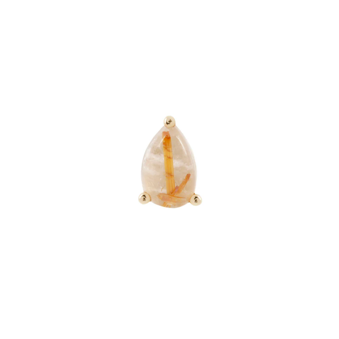 Rutilated Quartz Pear - Threadless End