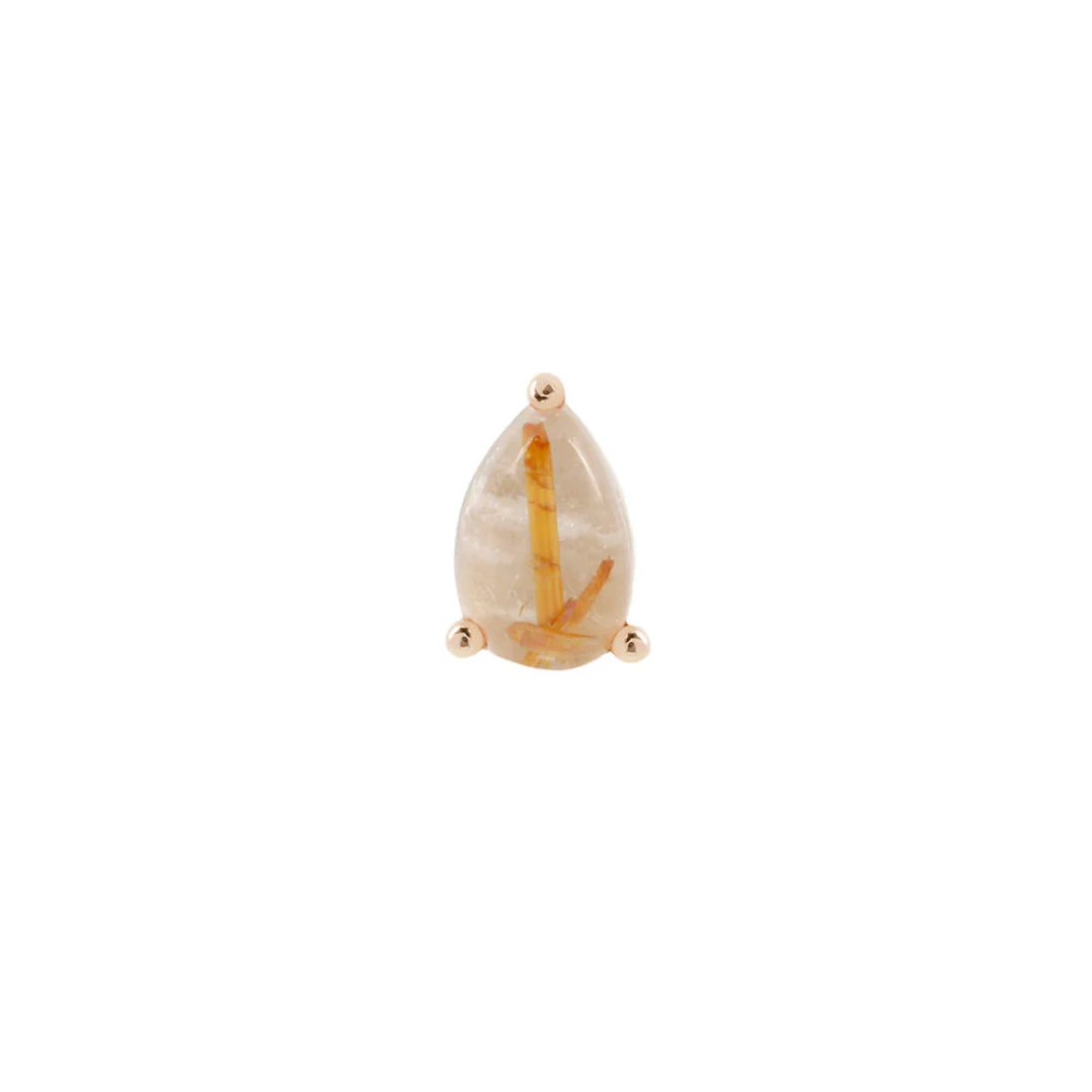 Rutilated Quartz Pear - Threadless End