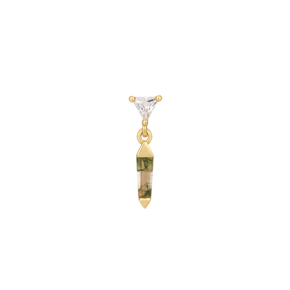 Savvy Moss Agate & CZ Threadless End
