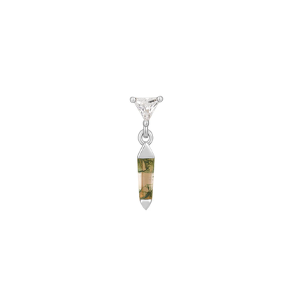 Savvy Moss Agate & CZ Threadless End