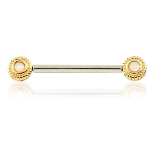 Threadless Millgrained Opal Nipple Bar