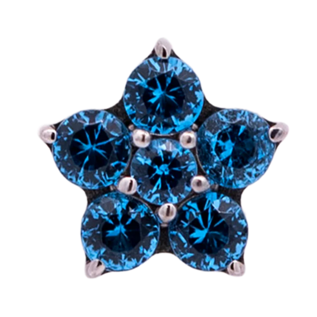 Titanium 5 Gem Petal Flower - Threadless