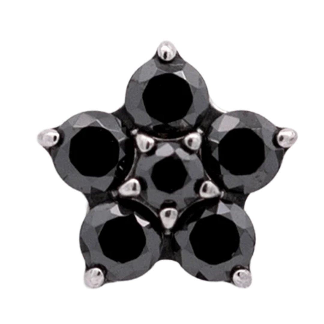 Titanium 5 Gem Petal Flower - Threadless