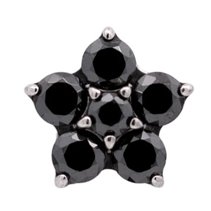 Titanium 5 Gem Petal Flower Threadless End