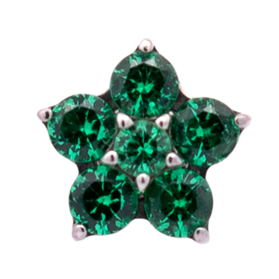 Titanium 5 Gem Petal Flower - Threadless