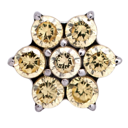 Titanium 6 Gem Petal Flower Threadless End