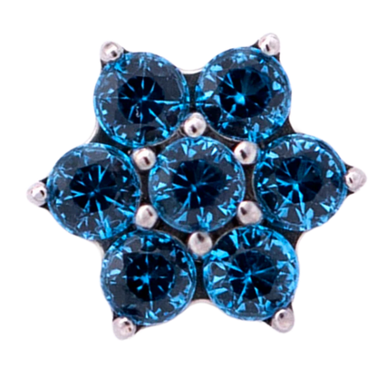 Titanium 6 Gem Petal Flower Threadless End
