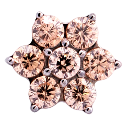 Titanium 6 Gem Petal Flower Threadless End