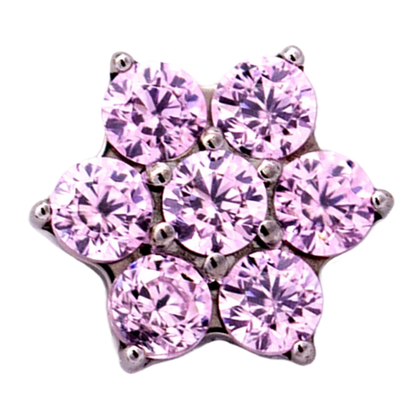 Titanium 6 Gem Petal Flower Threadless End