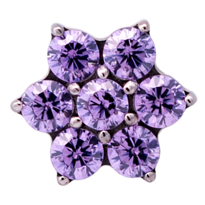 Titanium 6 Gem Petal Flower Threadless End
