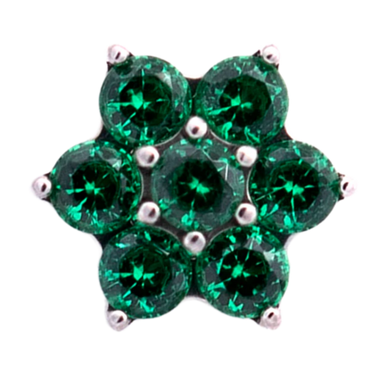 Titanium 6 Gem Petal Flower Threadless End