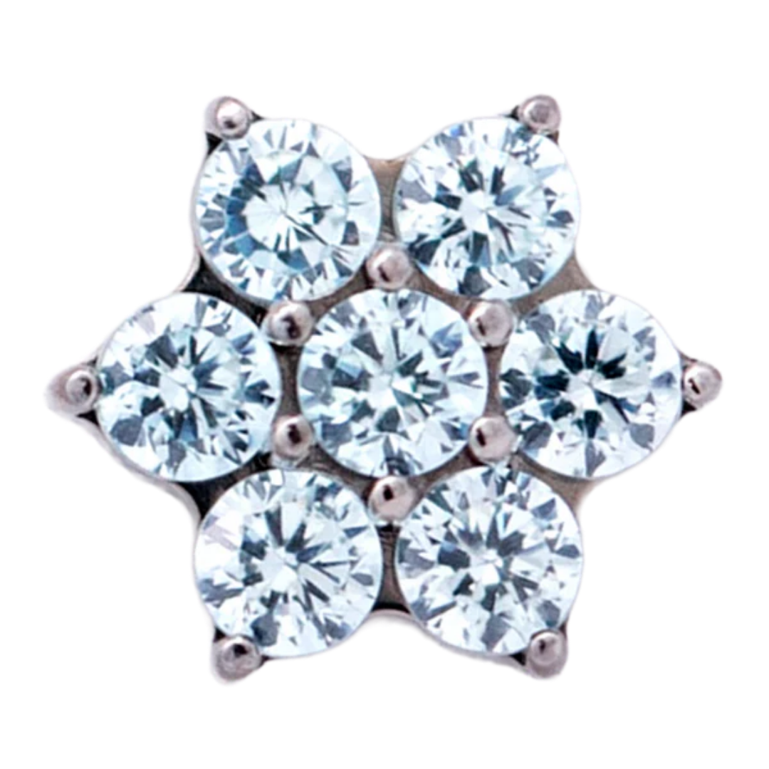 Titanium 6 Gem Petal Flower