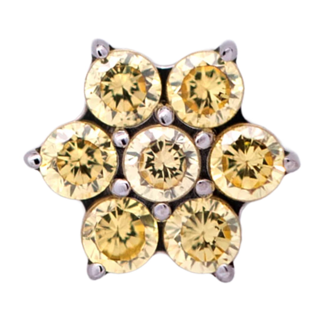 Titanium 6 Gem Petal Flower