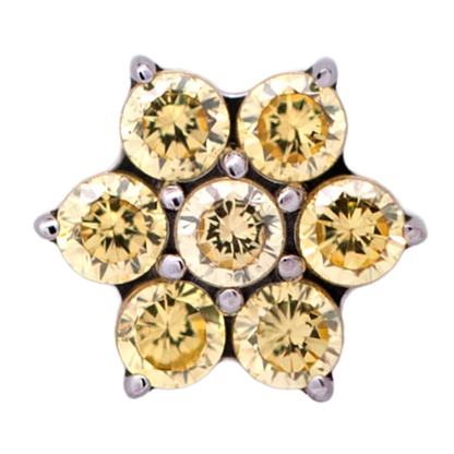 Titanium 6 Gem Petal Flower Threadless End