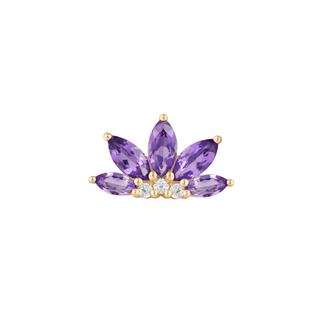 Valentina - Amethyst + CZ - Threadless End