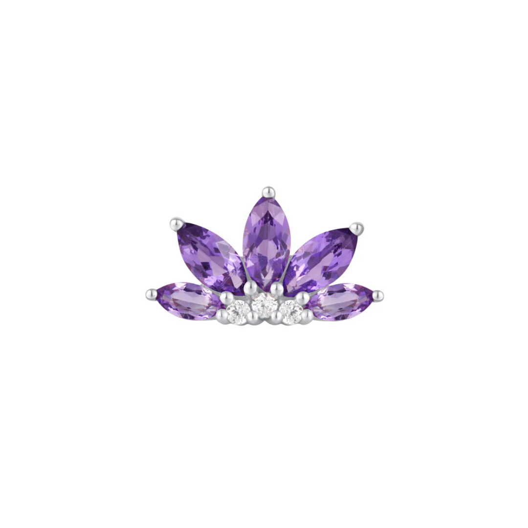 Valentina - Amethyst + CZ - Threadless End