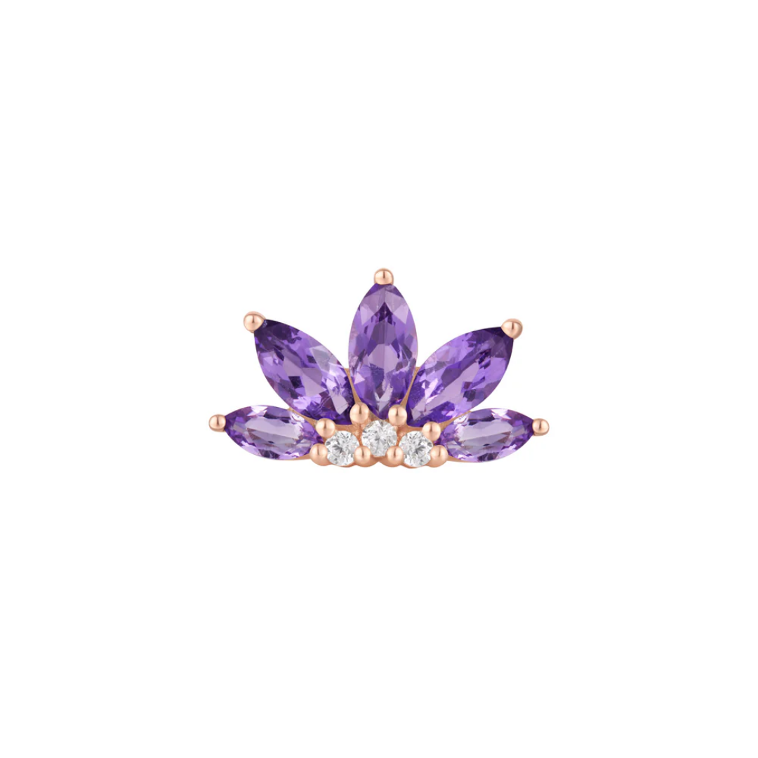 Valentina - Amethyst + CZ - Threadless End