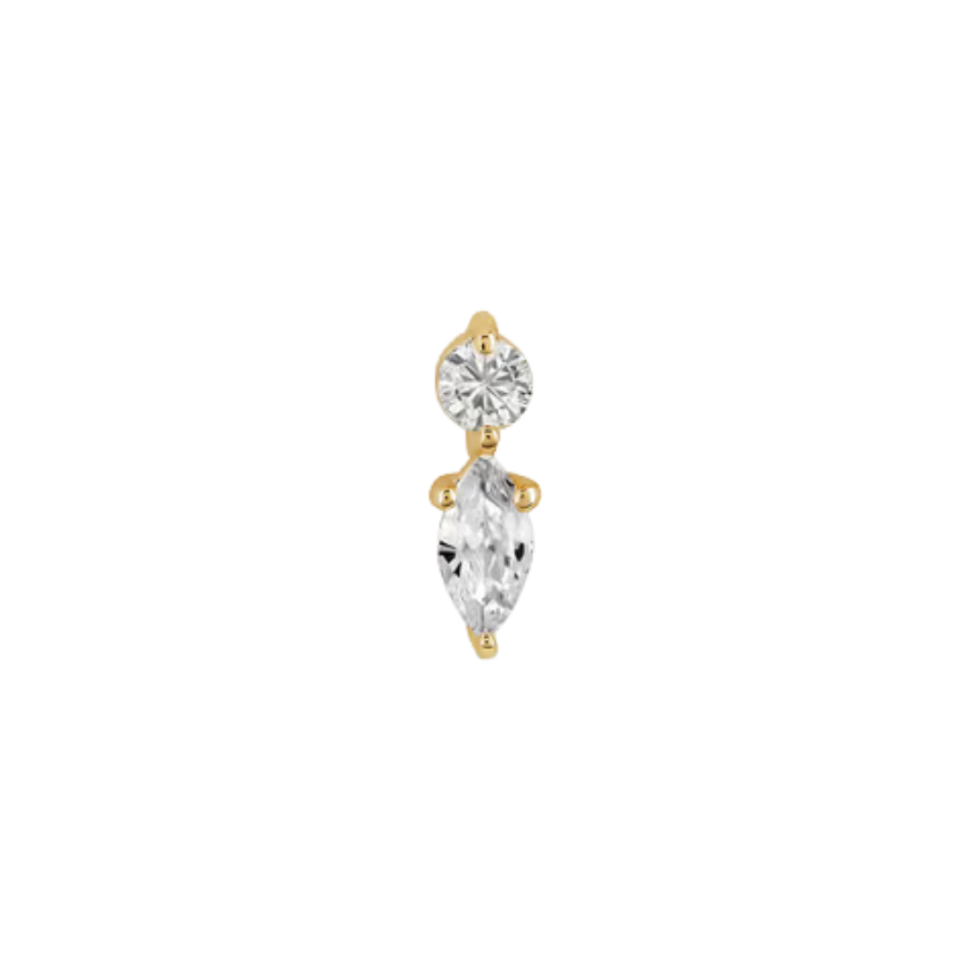 auricle amara end with round and marquise cz in 14k yellow or white gold