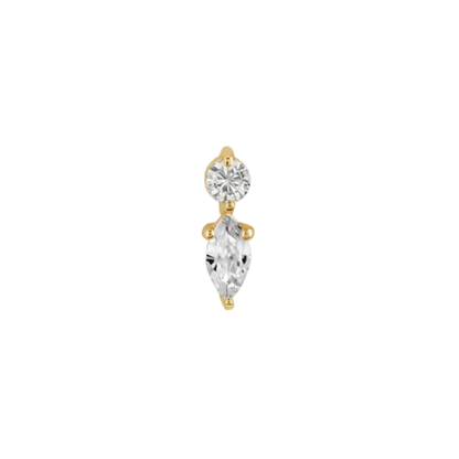 auricle amara end with round and marquise cz in 14k yellow or white gold