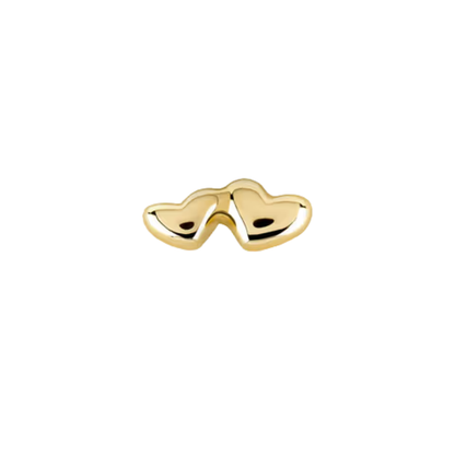 auricle amora end with double polished gold hearts in 14k yellow or white gold