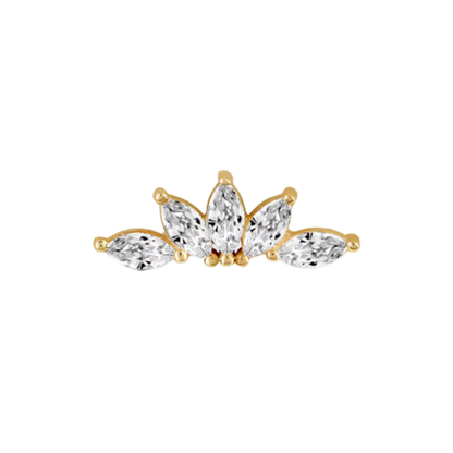 auricle elorna end with five marquise cz in a curved fan in 14k yellow or white gold