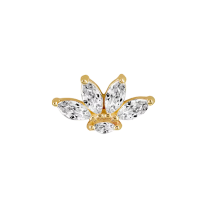 auricle fayra end with five marquise cz in a petal fan in 14k yellow or white gold