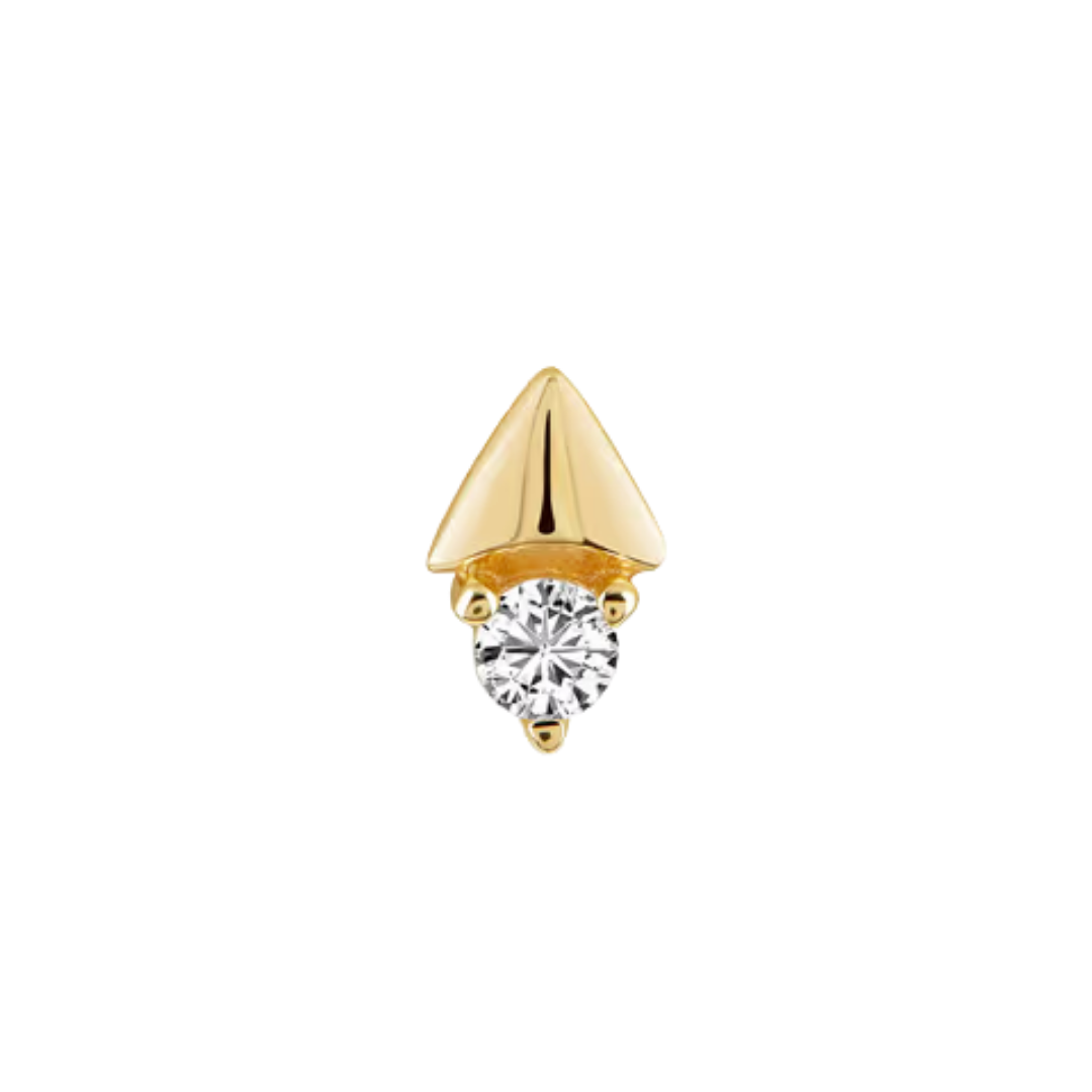 auricle fira gold spike with round cz in 14k gold