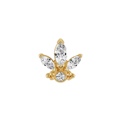 auricle inya marquise and round cz fan shaped gold end in yellow or white gold