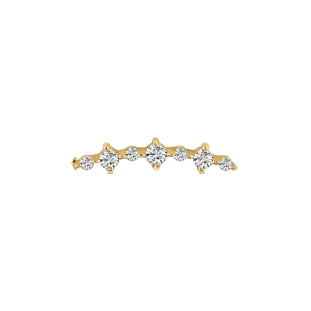 auricle lyrie cz attachment in 14k gold with graduated stones forming a slim curved arc