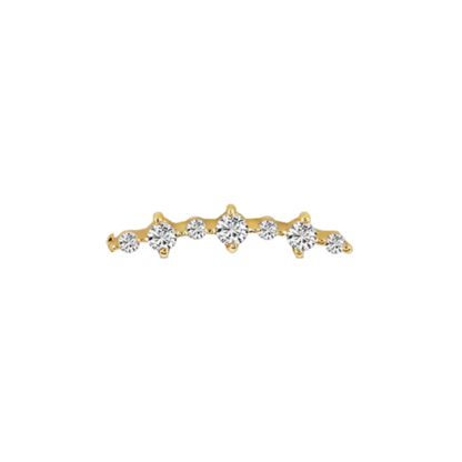 auricle lyrie cz attachment in 14k gold with graduated stones forming a slim curved arc