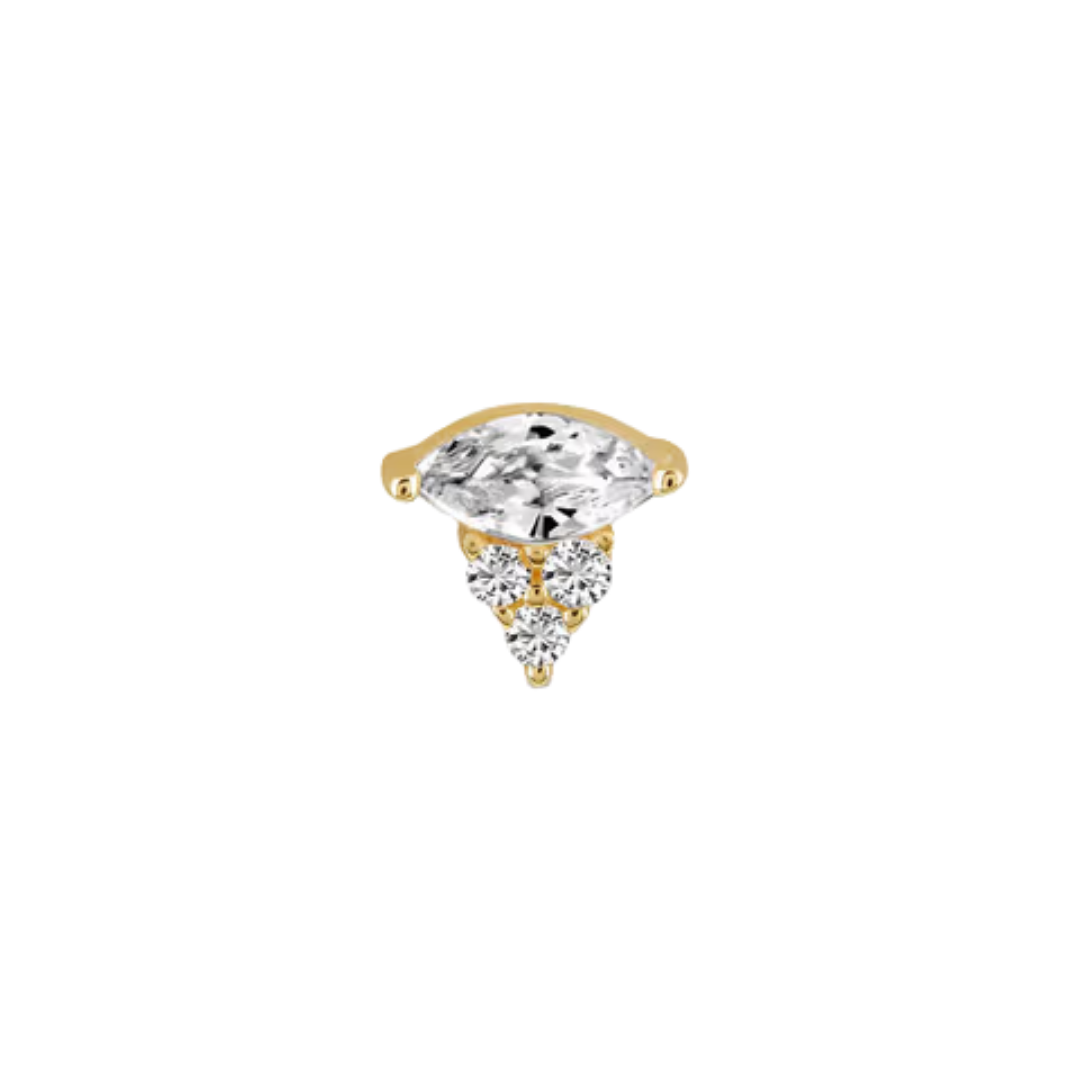 auricle maren marquise and round cz cluster gold stud for ear piercing