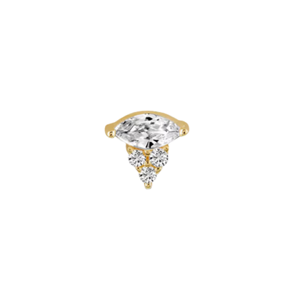 auricle maren marquise and round cz cluster gold stud for ear piercing