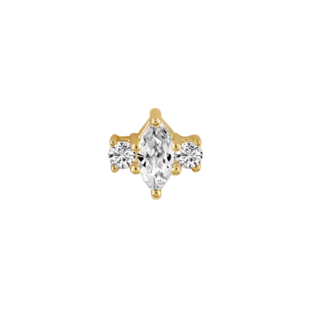 auricle marsa 14k gold marquise and round cz cluster end  