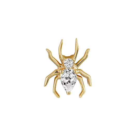 auricle nim spider end with pear and round cz in 14k gold