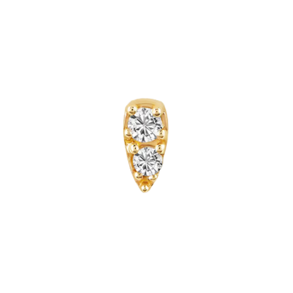 small tapered two stone 14k gold cz end for ear piercings