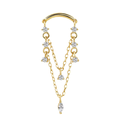 auricle serina 14k gold hidden helix chain charm with marquise cz drop
