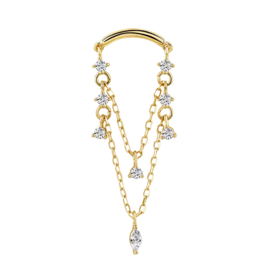 auricle serina 14k gold hidden helix chain charm with marquise cz drop
