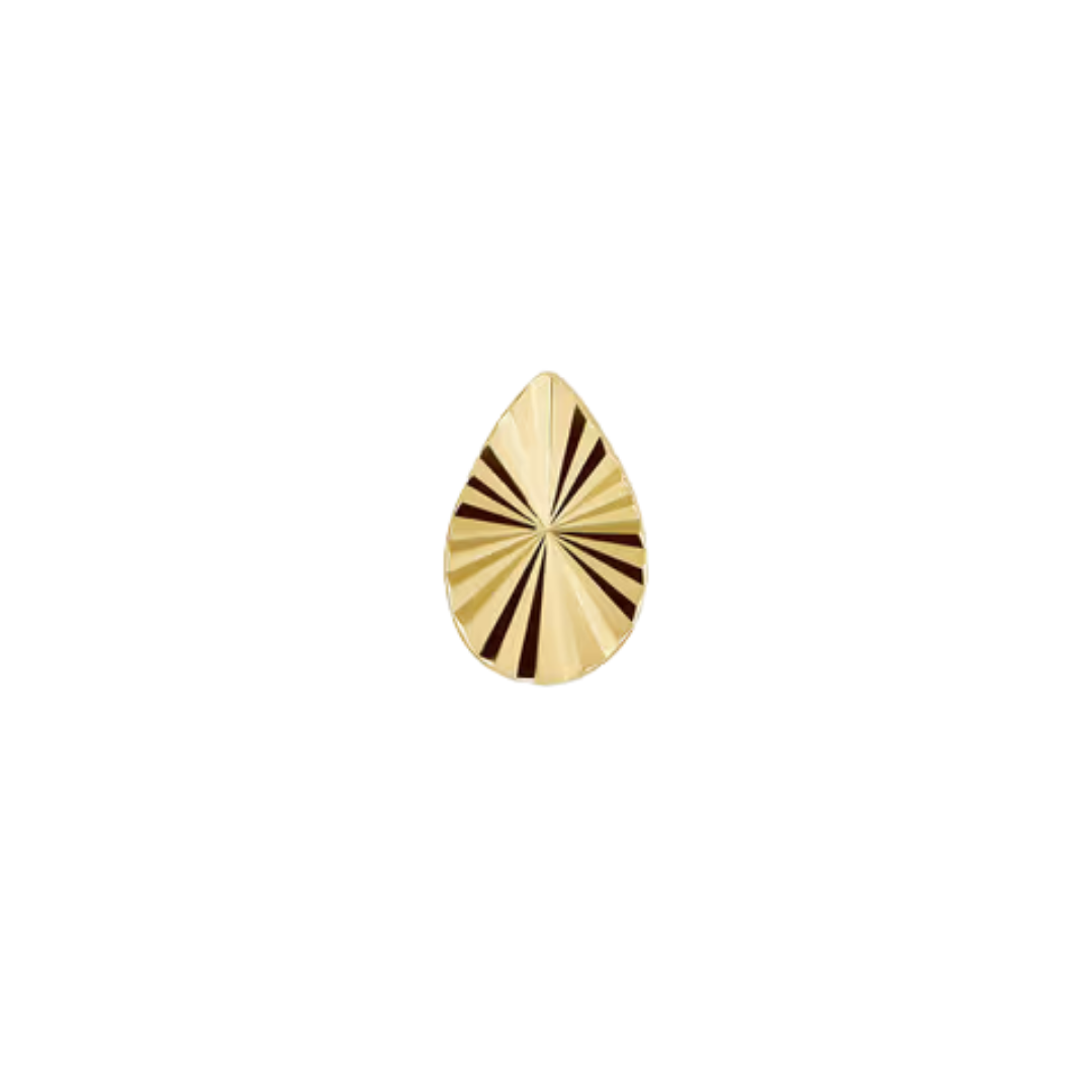 auricle vaya textured teardrop stud in 14k gold for ear piercings