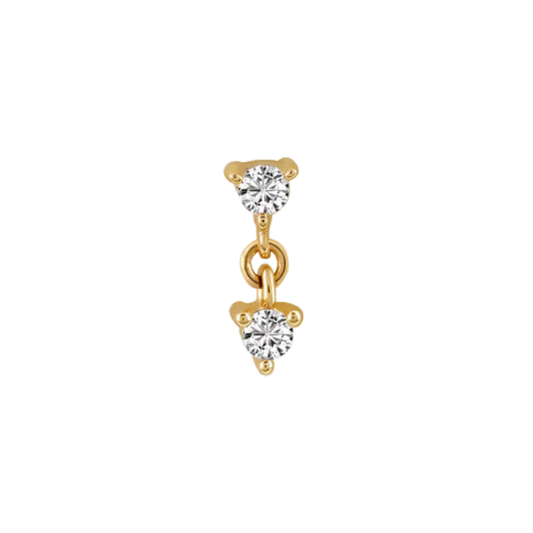 auricle vina white gold double cz drop attachment for luxury ear piercing jewellery